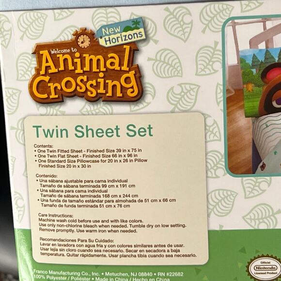 Animal Crossing DIY Paradise Twin Sheet 3 Pcs Set Multicolor Nintendo Game Soft - Picture 8 of 9
